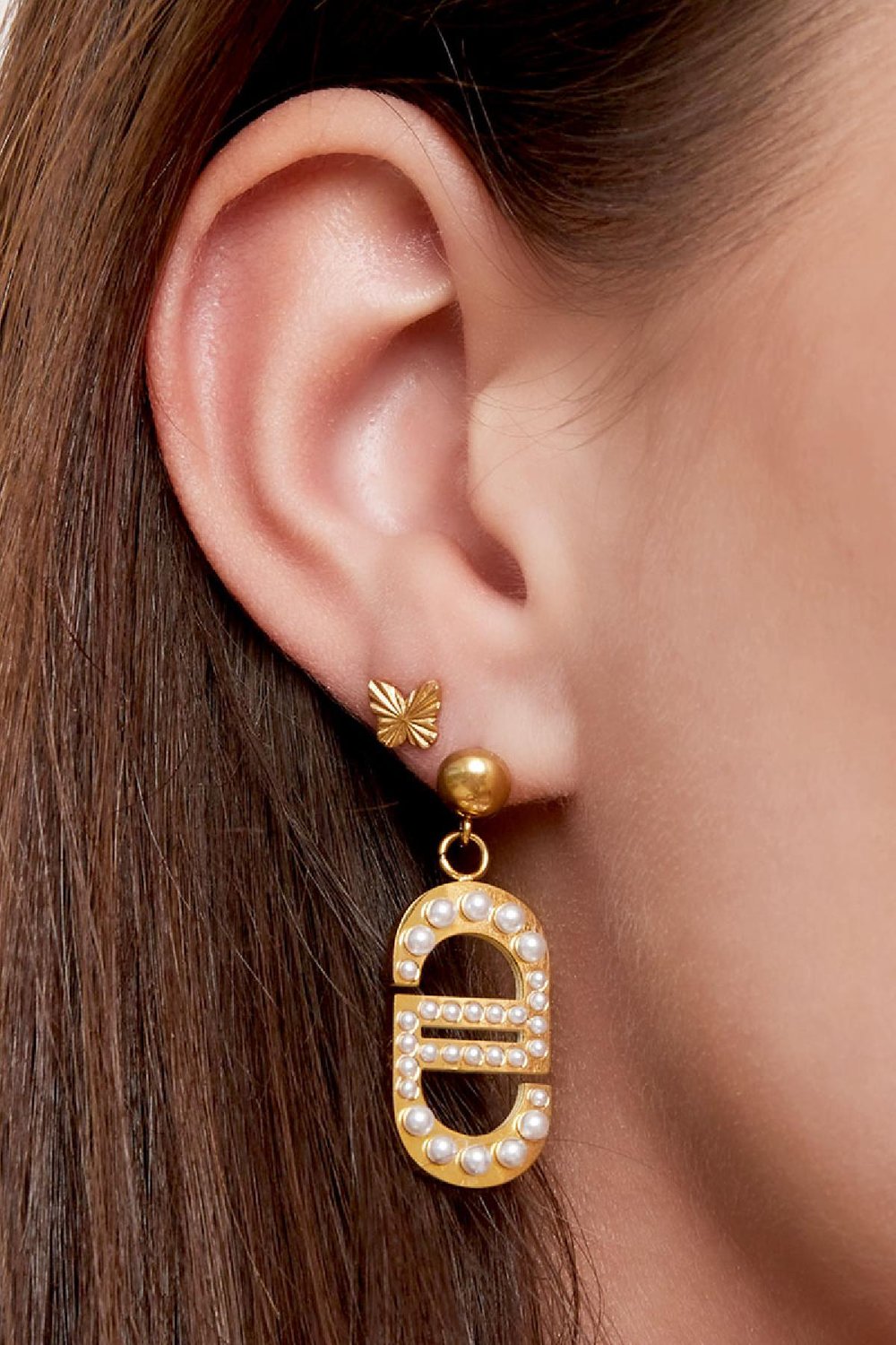 Pendientes Bolitas Mariposa Color dorado Acero inoxidable Imagen2