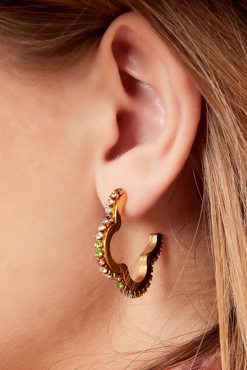 Pendientes circón con trébol Color dorado Acero inoxidable Imagen3