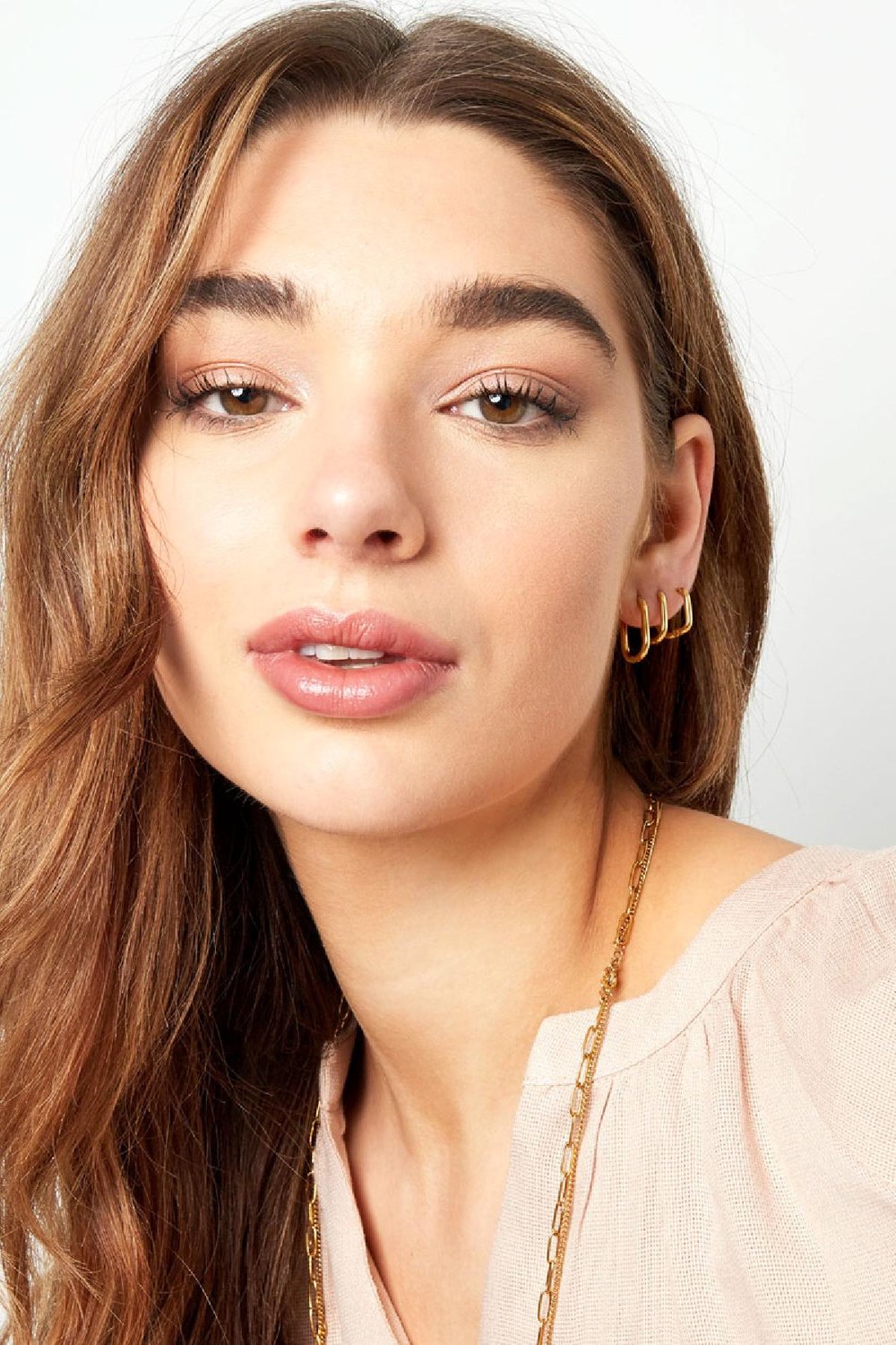 Set of earrings 3 different sizes Gold Color Stainless Steel Picture4