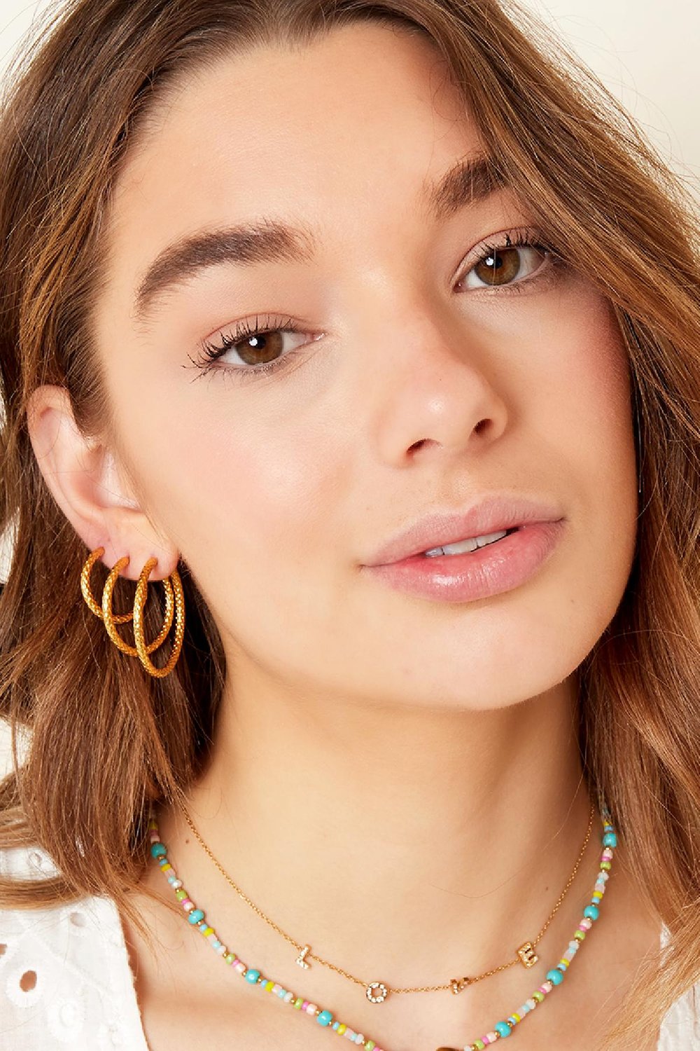 Earrings with pattern large Gold Color Stainless Steel Picture2