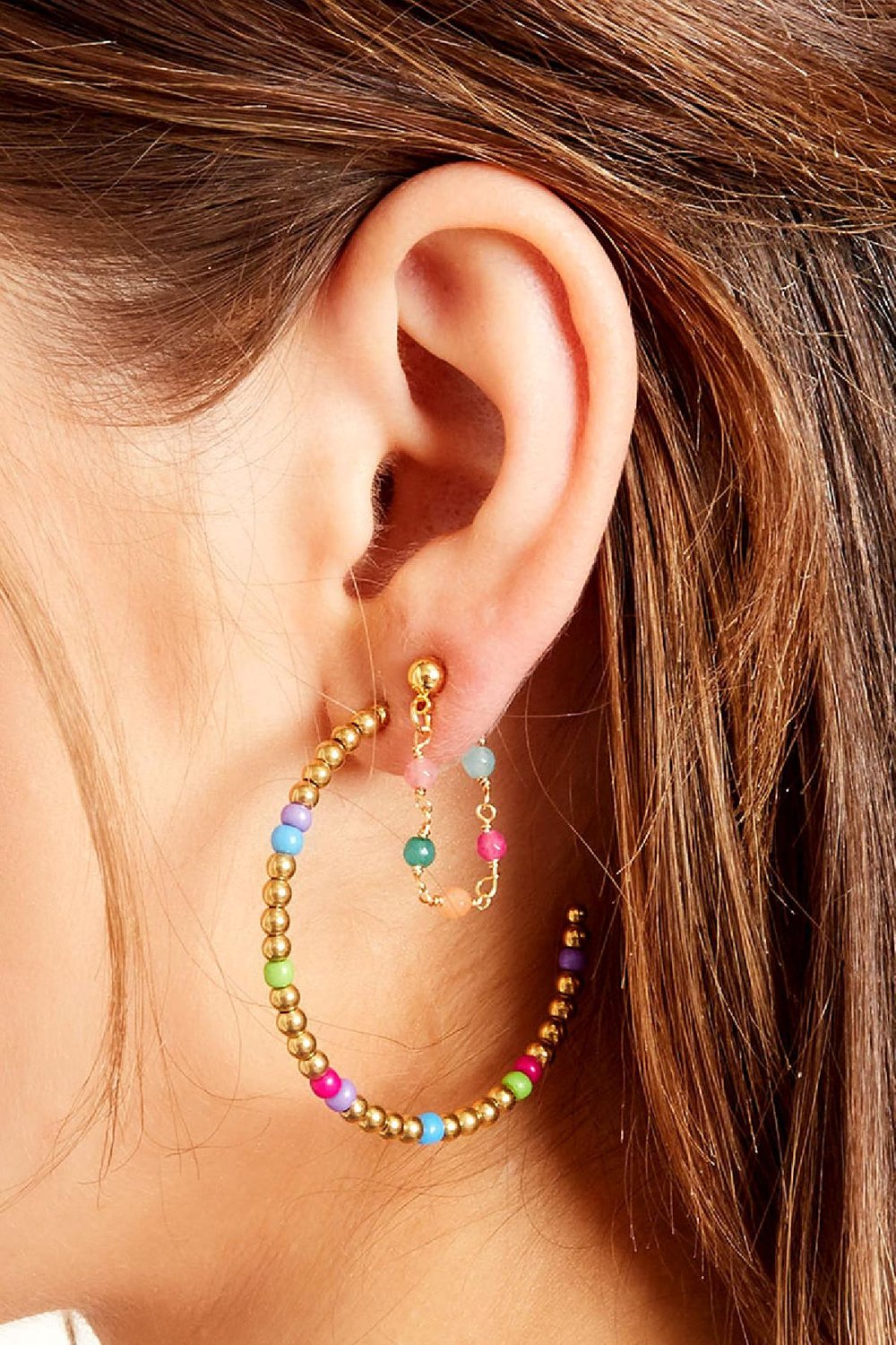 Colourful chain earrings - #summergirls collection Silver Color Copper Picture3