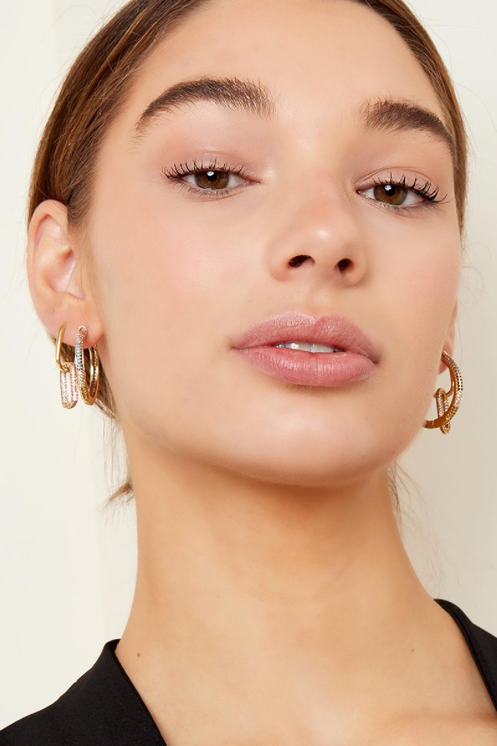 Strass-Ohrringe Weißgold Kupfer Bild3