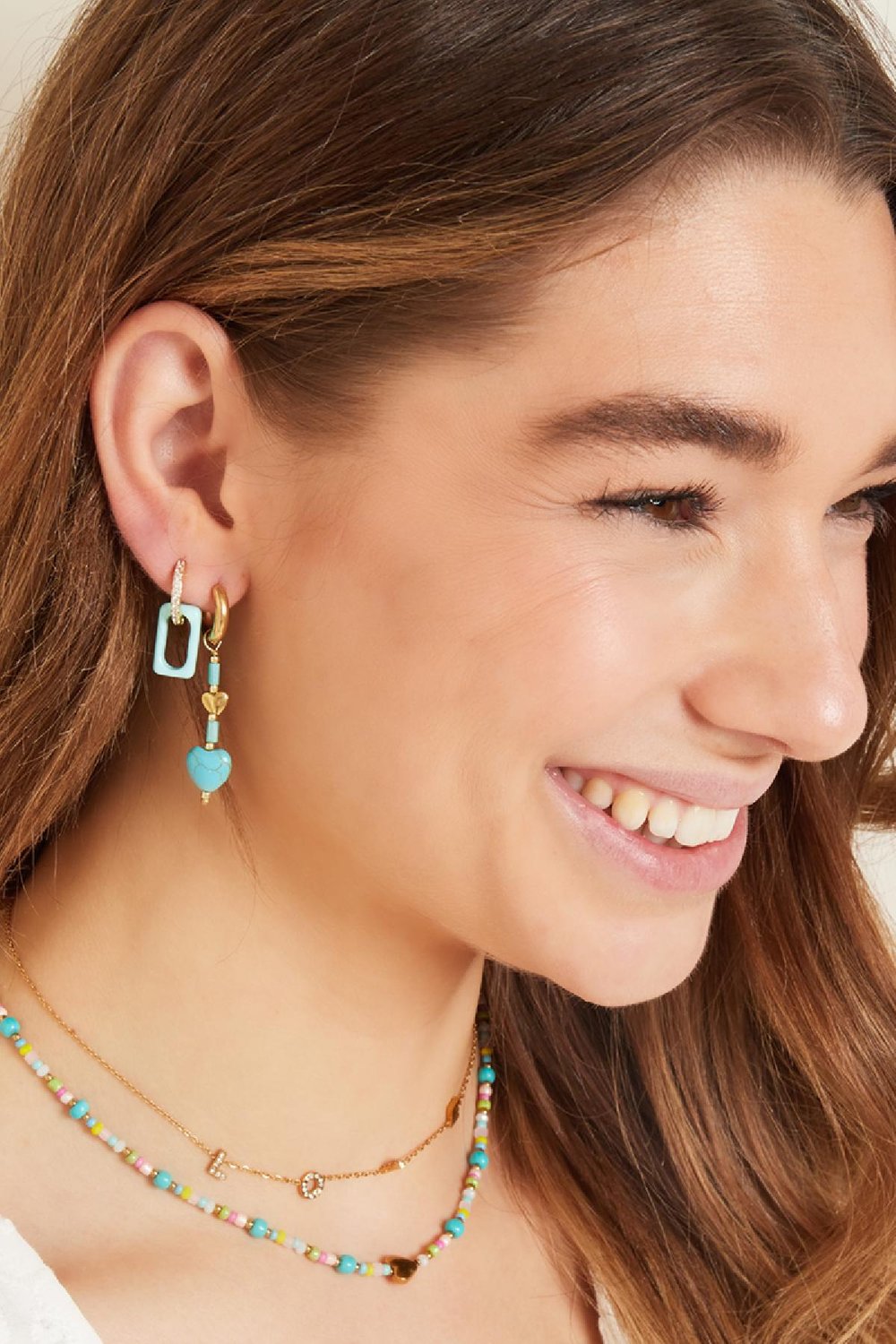 Ohrringe mit blauen Herzen - #summergirls-Kollektion Blau & Goldfarbe Stone Bild3