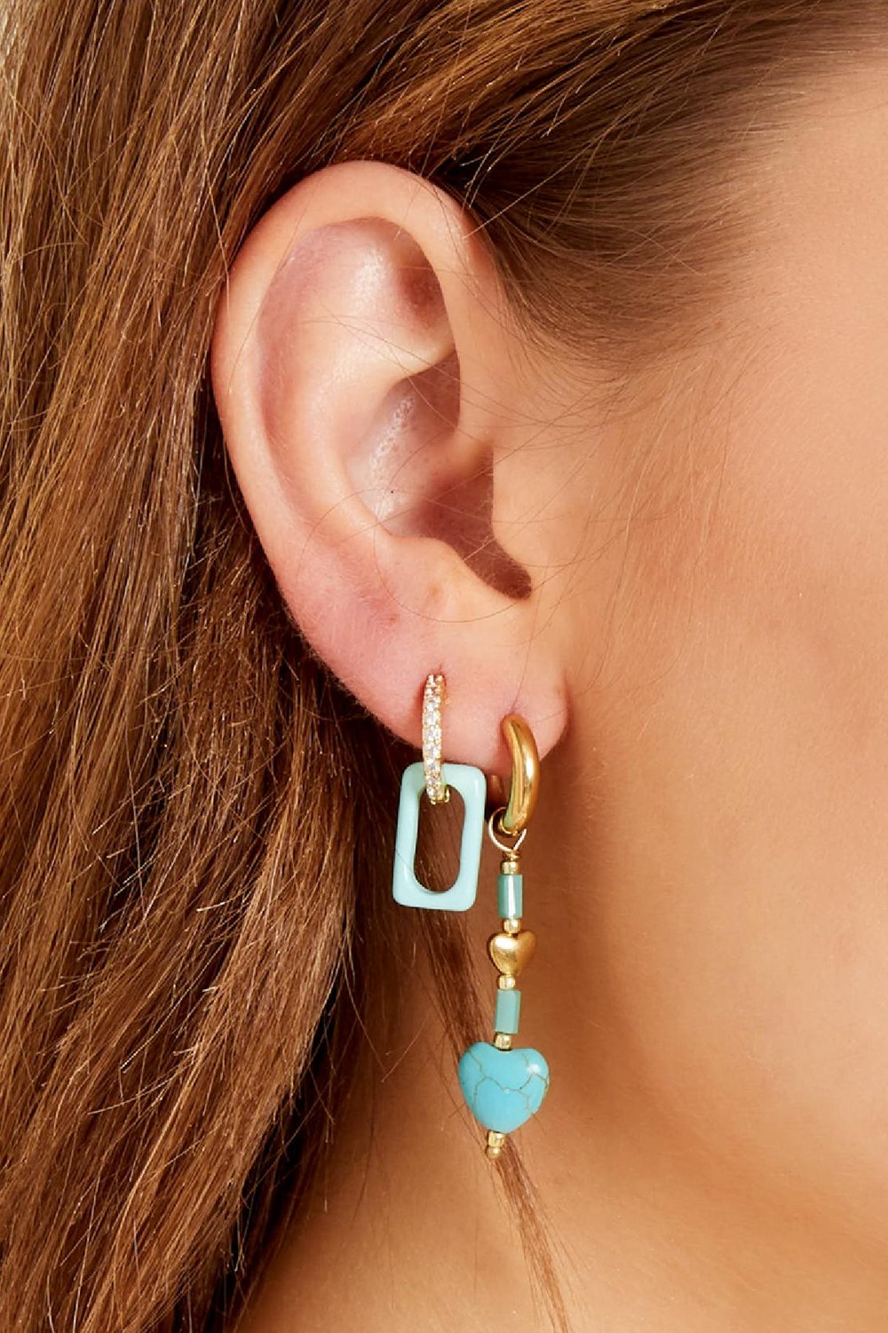 Ohrringe mit blauen Herzen - #summergirls-Kollektion Blau & Goldfarbe Stone Bild4