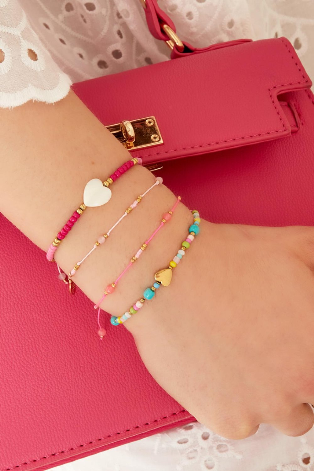 Perlenherzarmband - #summergirls-Kollektion Rosa Glas Bild2