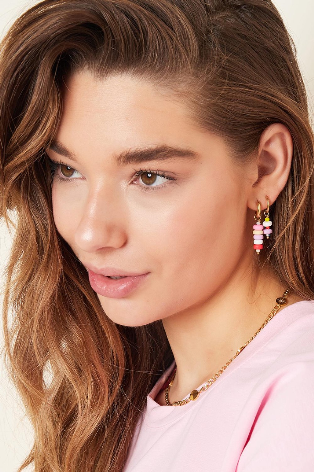 Hängende Perlenohrringe – #summergirls-Kollektion Rosa polymer clay Bild2