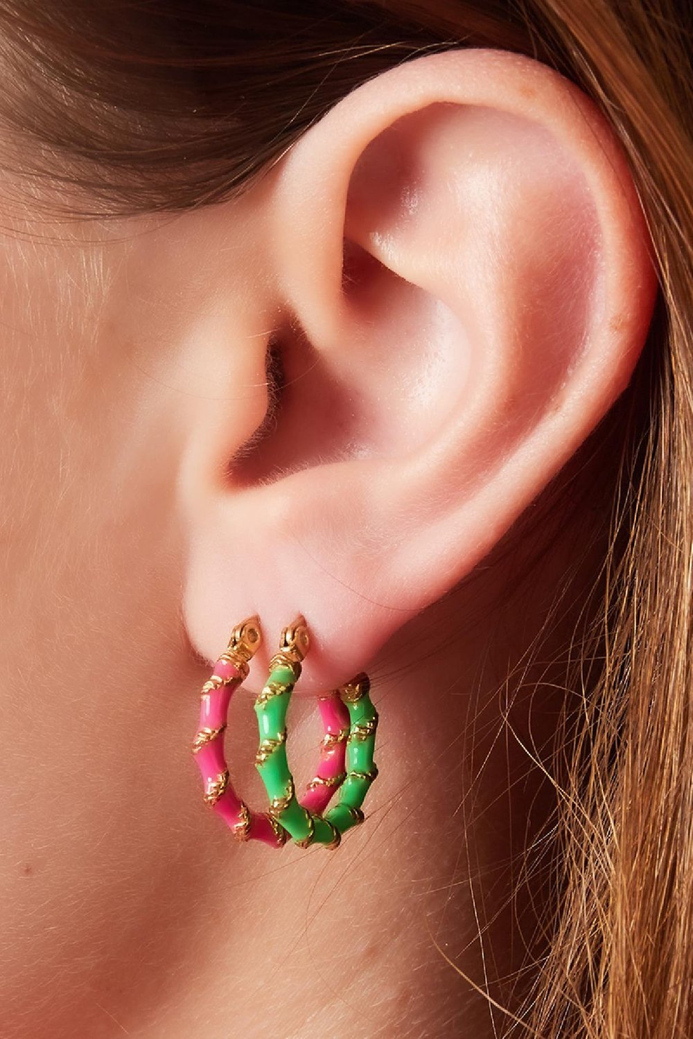 Stainless steel earrings with golden wrap detail Rose Picture4