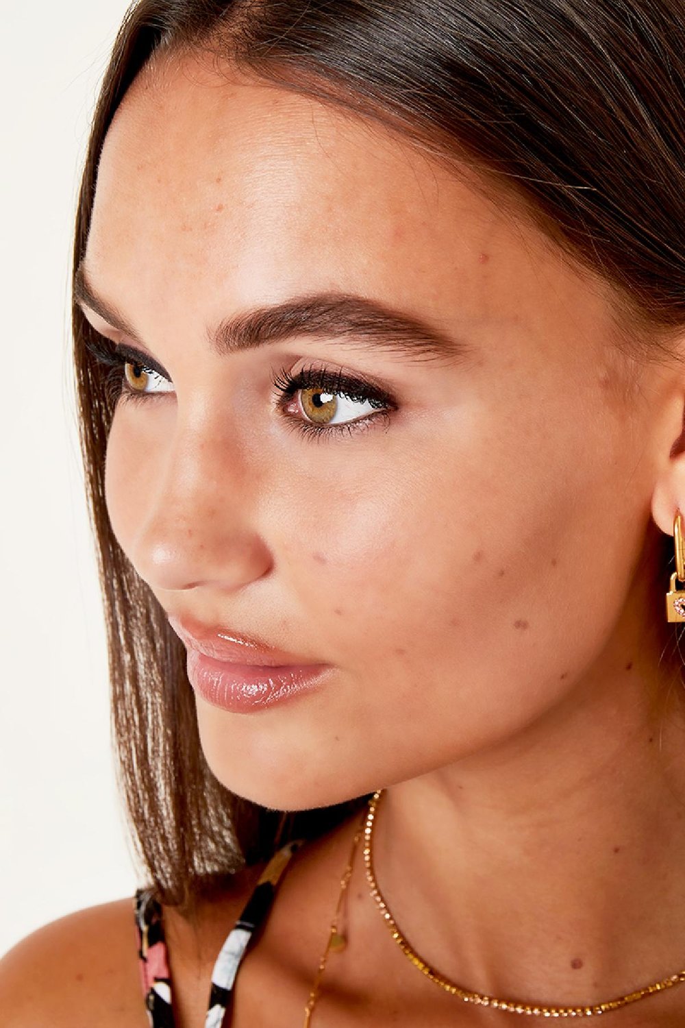 Strass-Herz-Ohrringe Goldfarbe Edelstahl Bild2