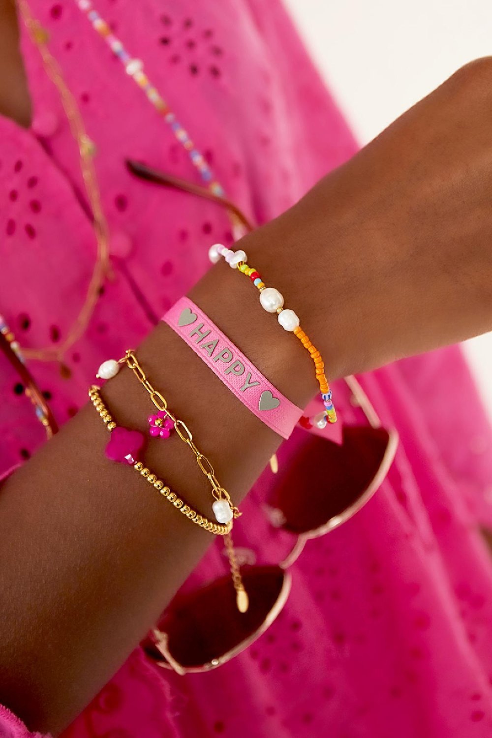 Buntes Perlenarmband Multi Glas Bild2