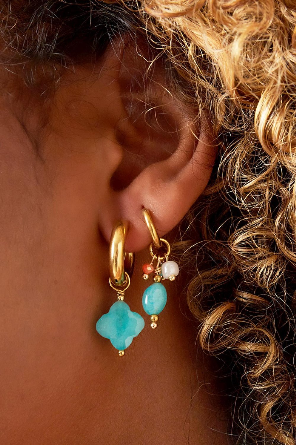 Dangling oval earrings Rose Stainless Steel Picture3