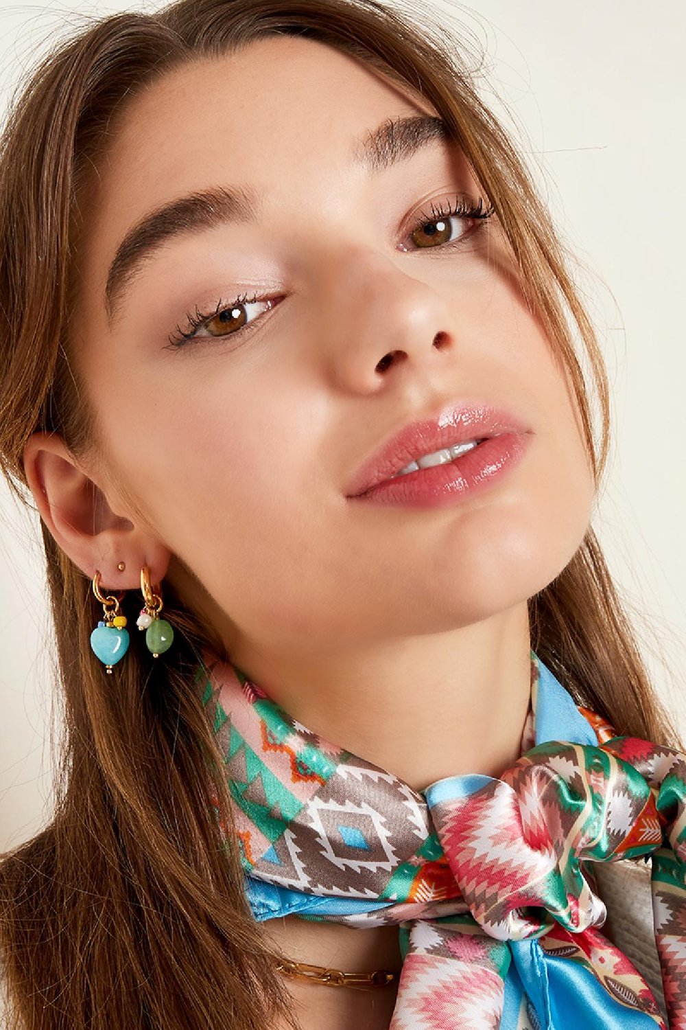 Hängende Herzohrringe Rosè & Goldfarbe Edelstahl Bild2