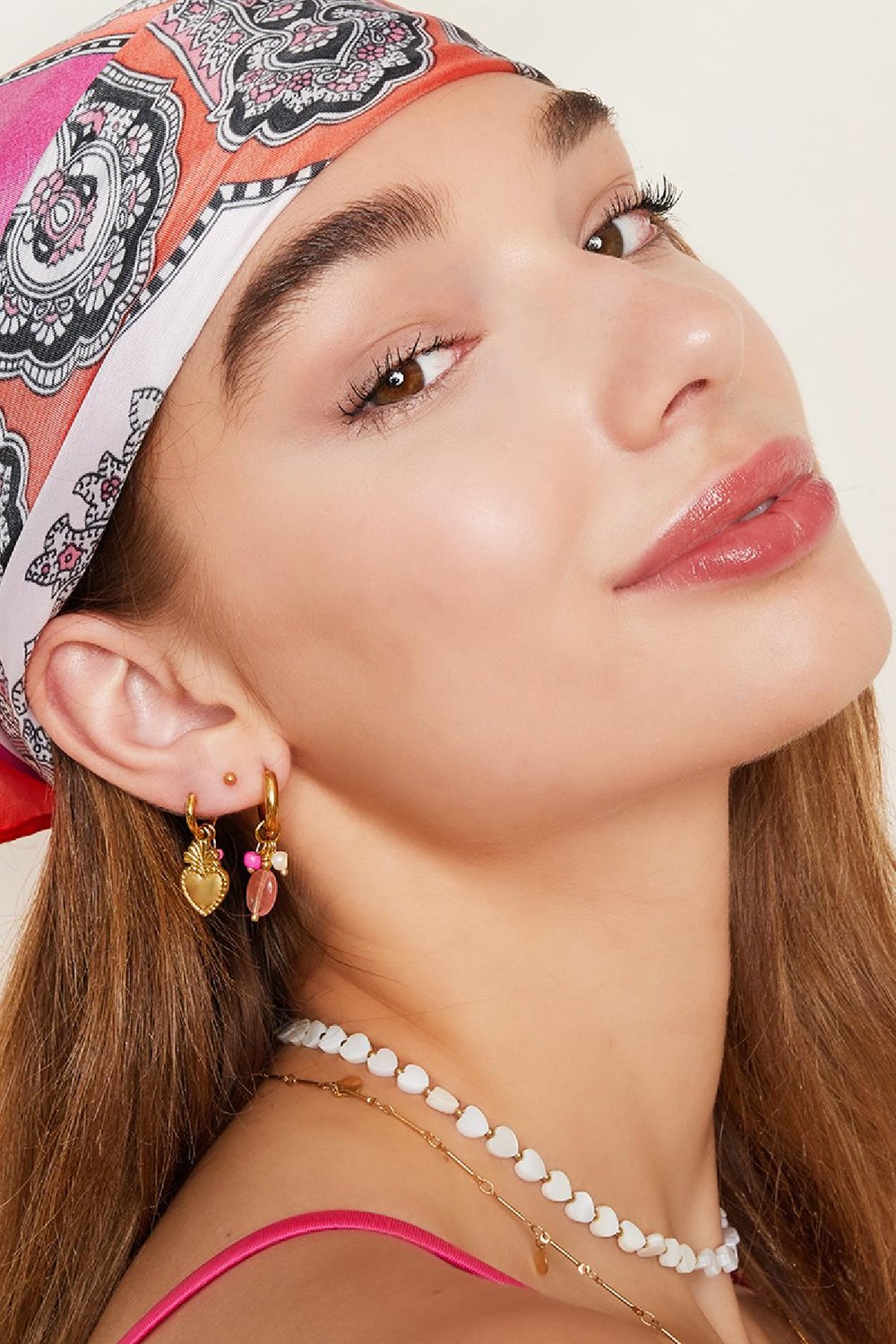 Dangling heart earrings Gold Color Stainless Steel Picture4