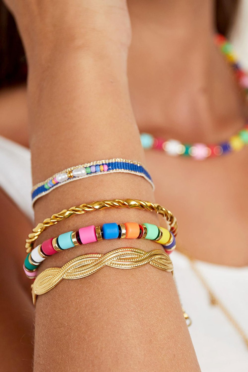 Perlenarmband Regenbogen Multi polymer clay Bild2