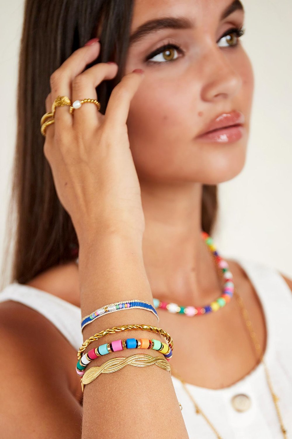 Perlenarmband Regenbogen Multi polymer clay Bild3