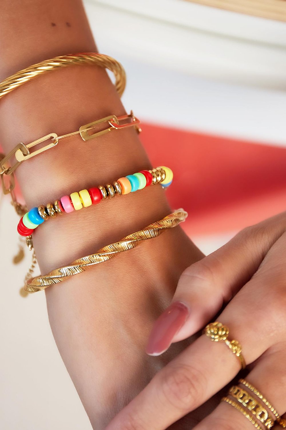 Colourful beads bracelet Multi Stainless Steel Picture3