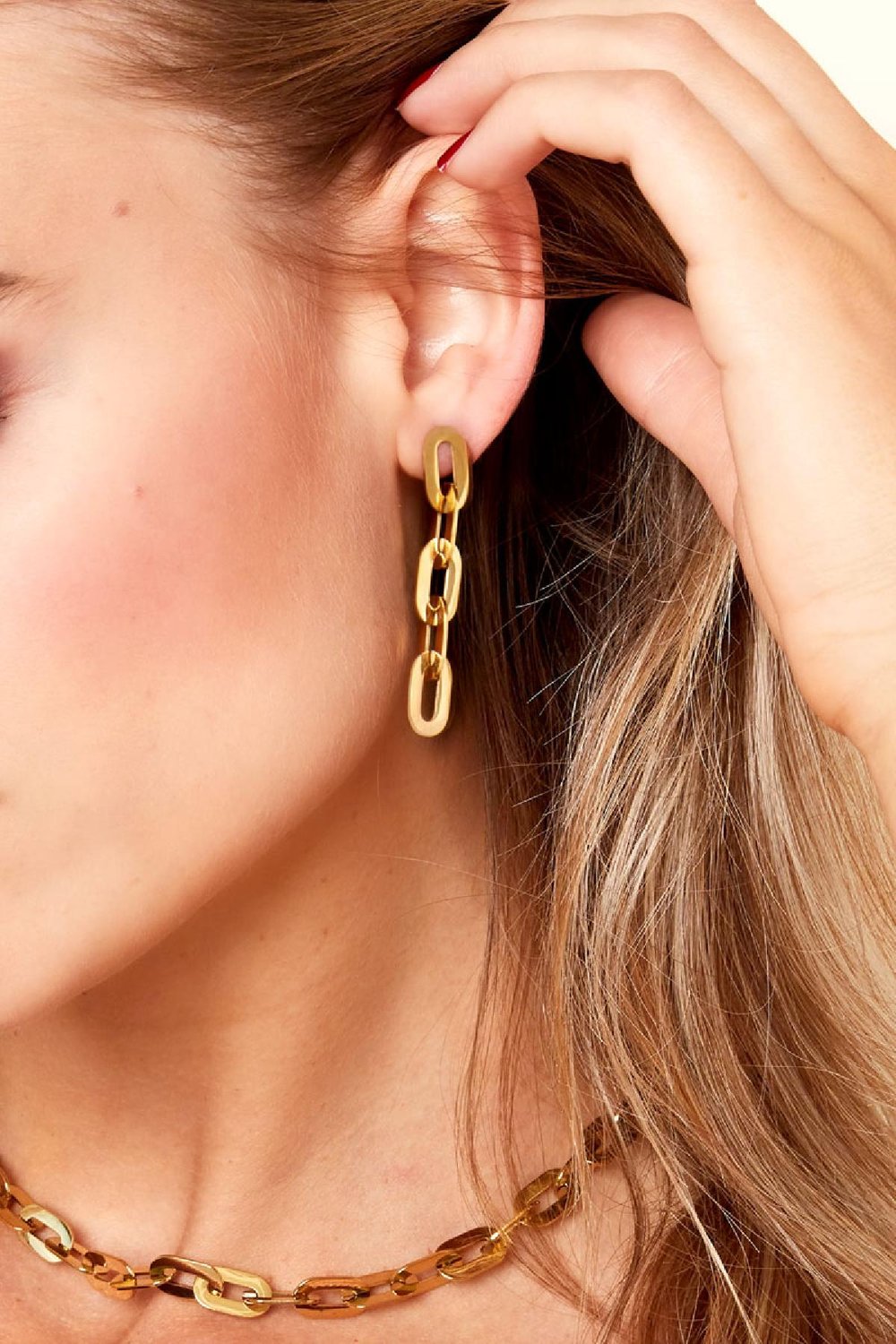 stainless steel earrings linked chain Picture2