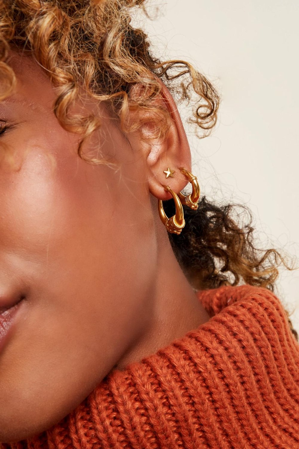 stainless steel earrings with rope detail - small  Picture4