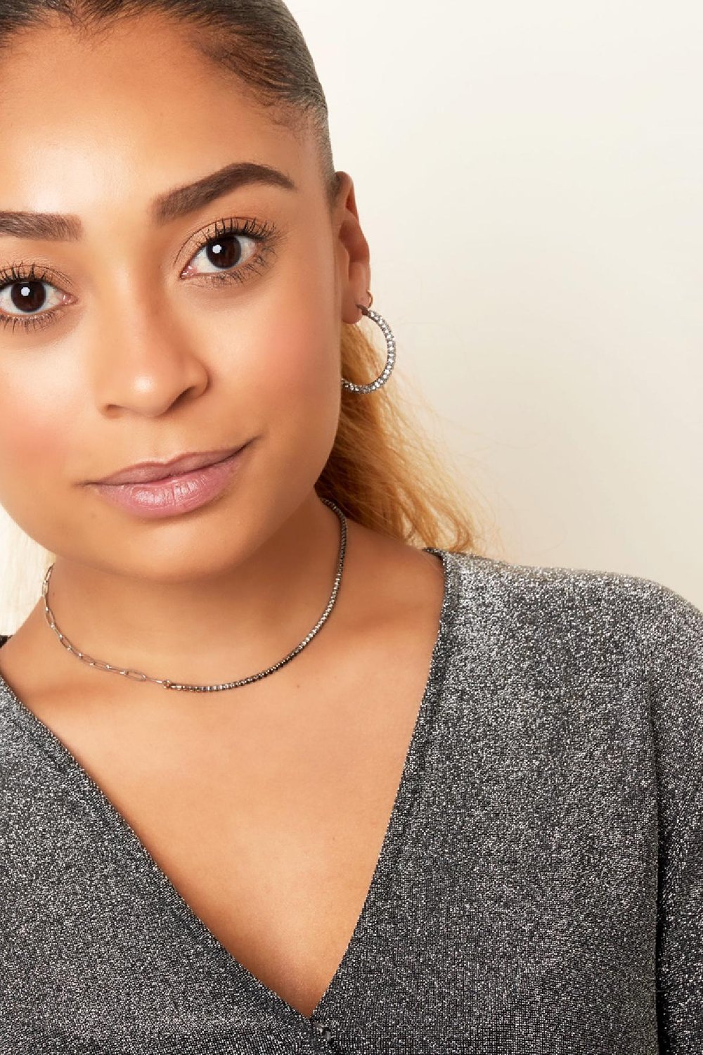 Round zircon earrings - small Silver Color Stainless Steel Picture2