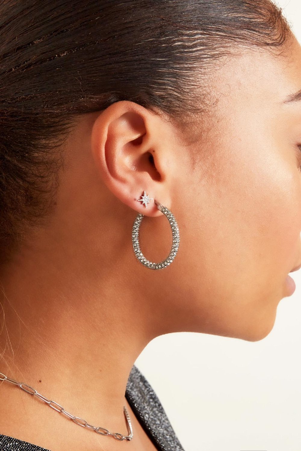 Round zircon earrings - small Silver Color Stainless Steel Picture3