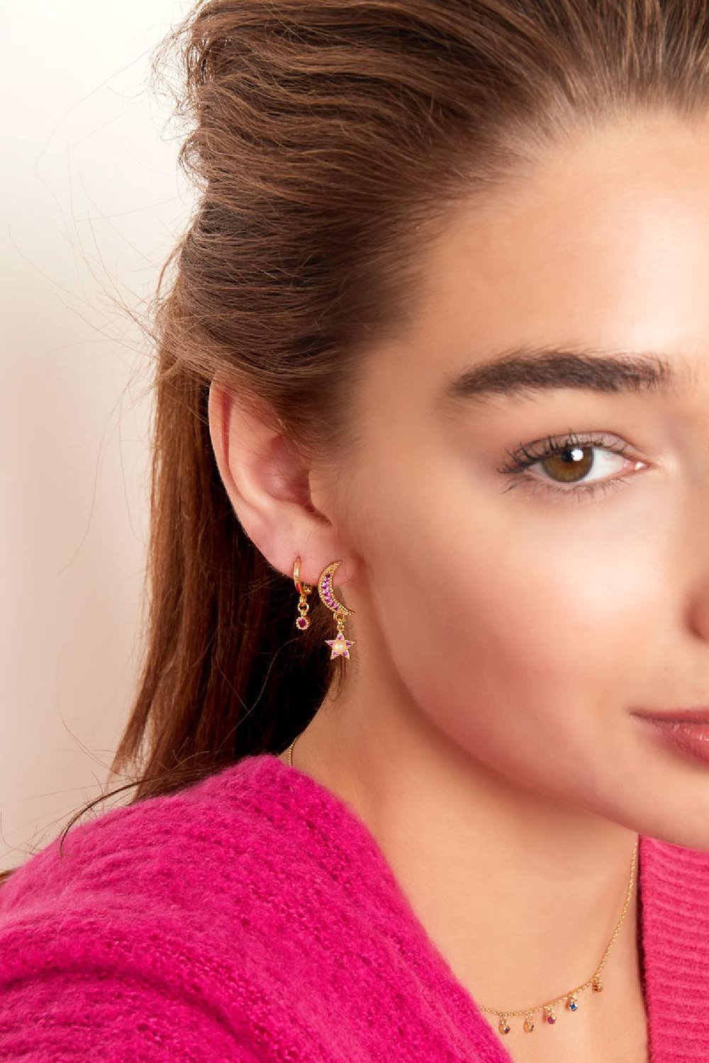 Earrings moon and star - Sparkle collection Gold Color Copper Picture2