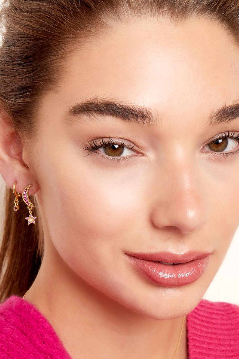 Earrings moon and star - Sparkle collection Gold Color Copper Picture3