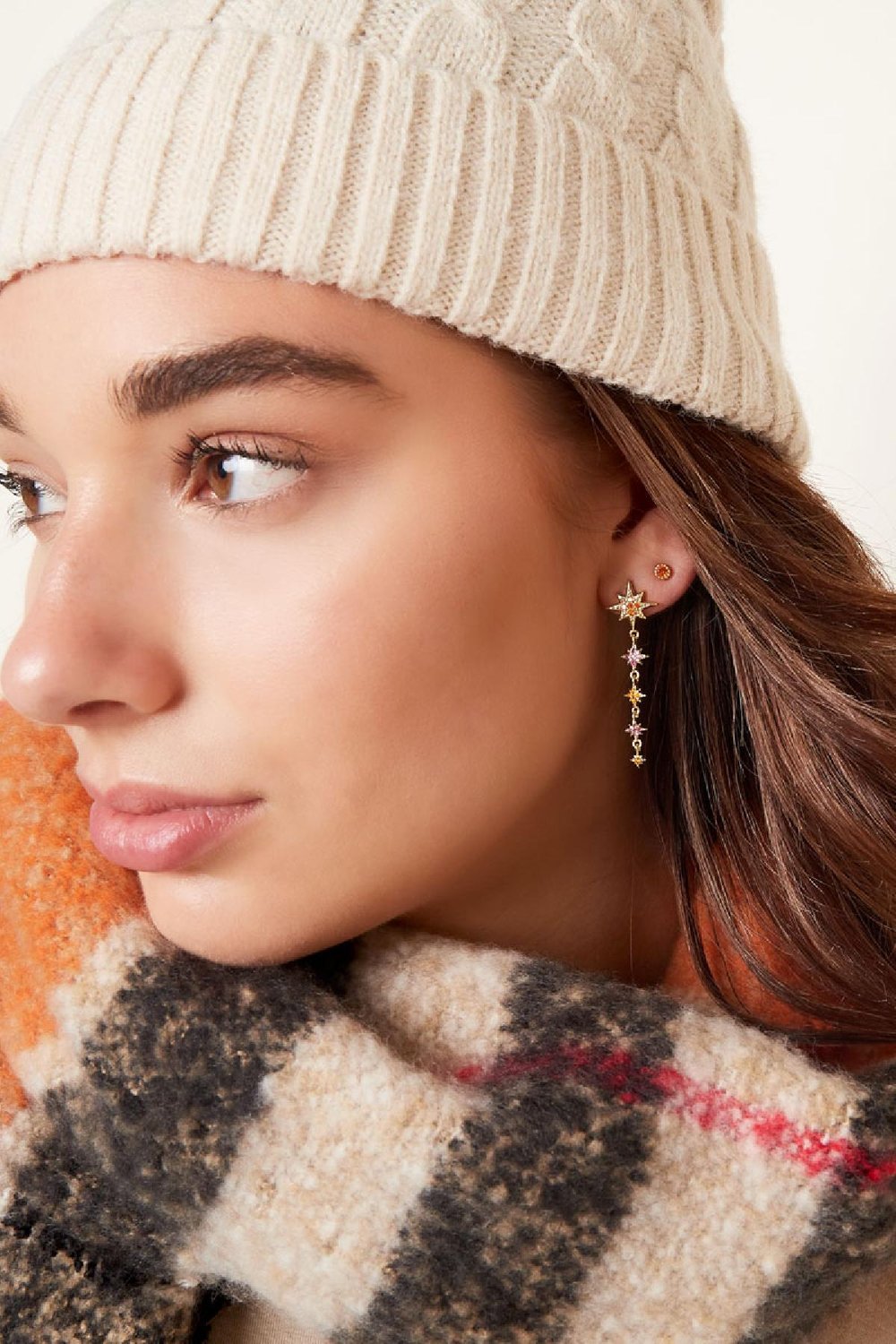 Earrings five stars - Sparkle earrings Silver Color Copper Picture3