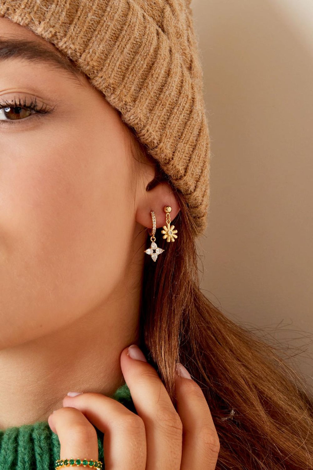 Earrings daisy - Sparkle collection Gold Color Copper Picture3