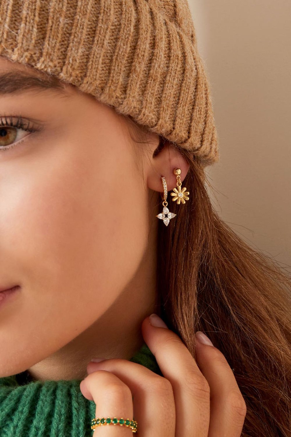 Earrings daisy - Sparkle collection Gold Color Copper Picture4