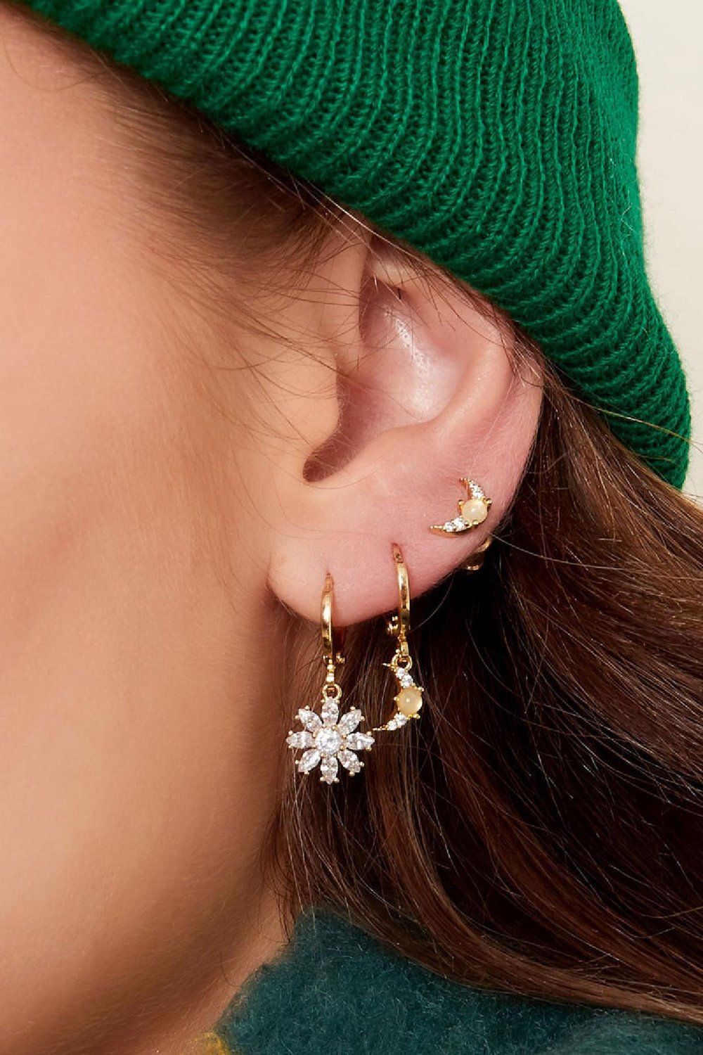 Earrings moon - Sparkle collection Gold Color Copper Picture3