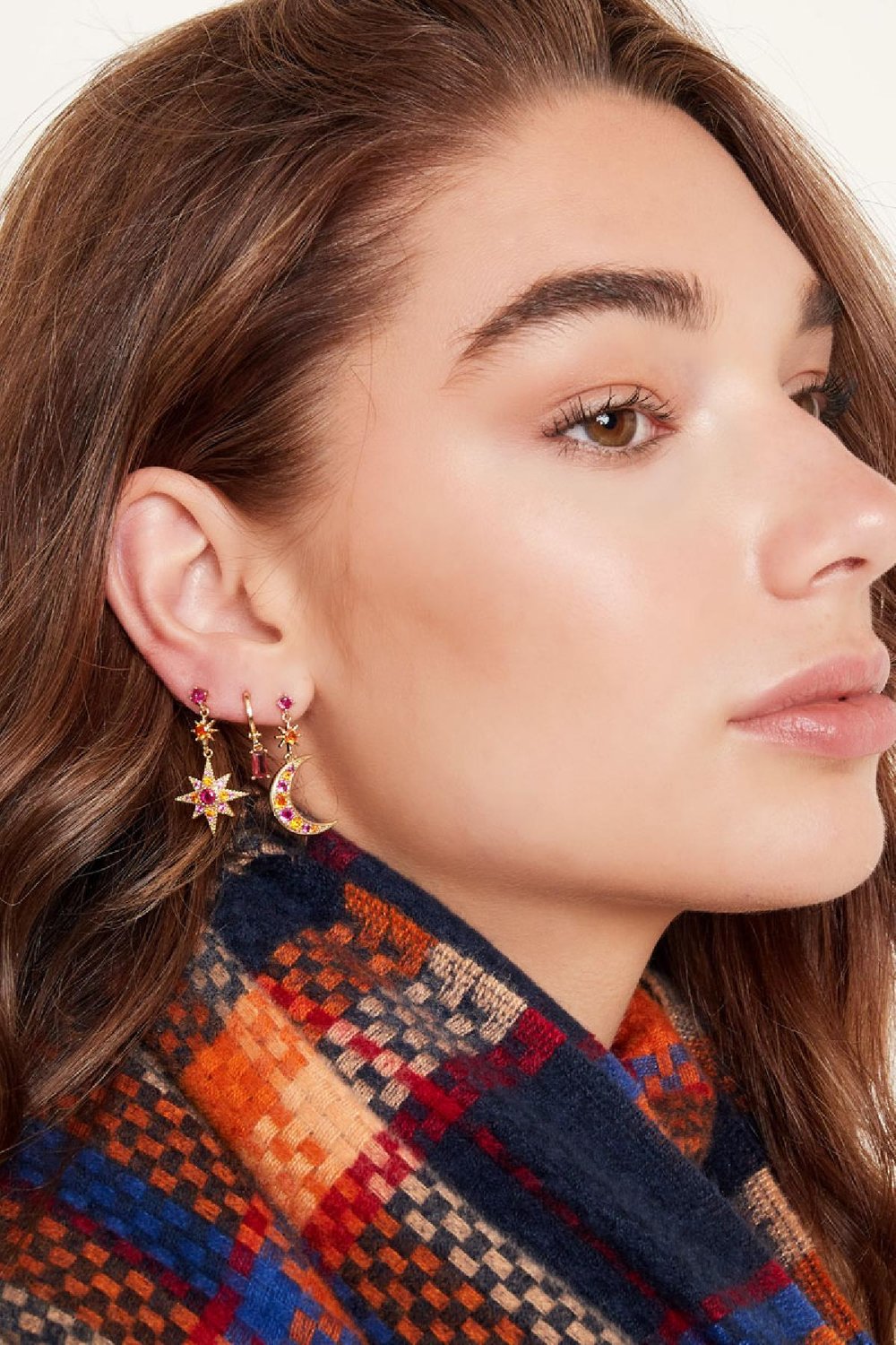 Boucles d'oreilles lune et étoile - Collection Sparkle Cuivré Image2