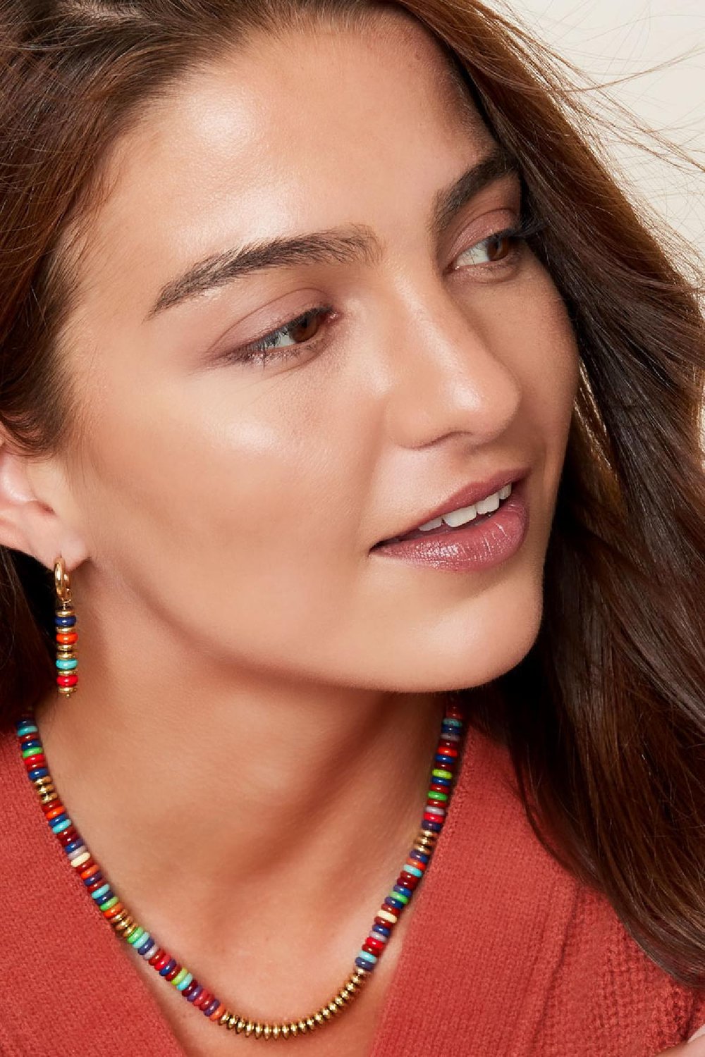 Ohrringe mit flachen Perlen Multi Edelstahl Bild3