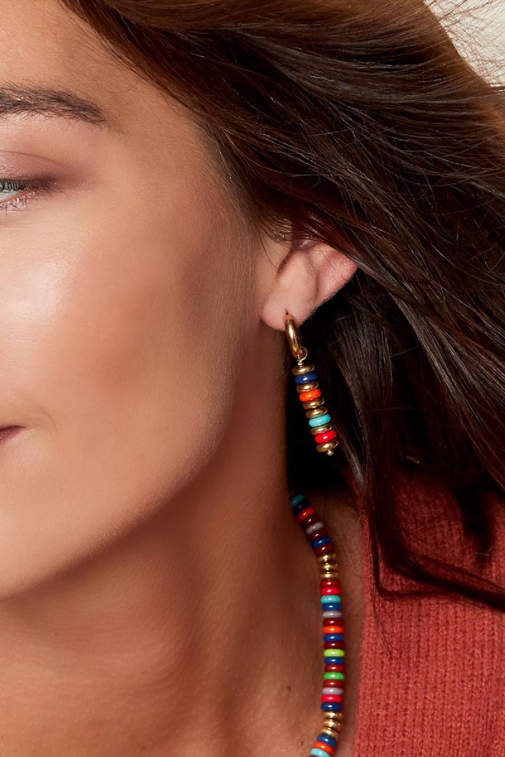 Ohrringe mit flachen Perlen Multi Edelstahl Bild4