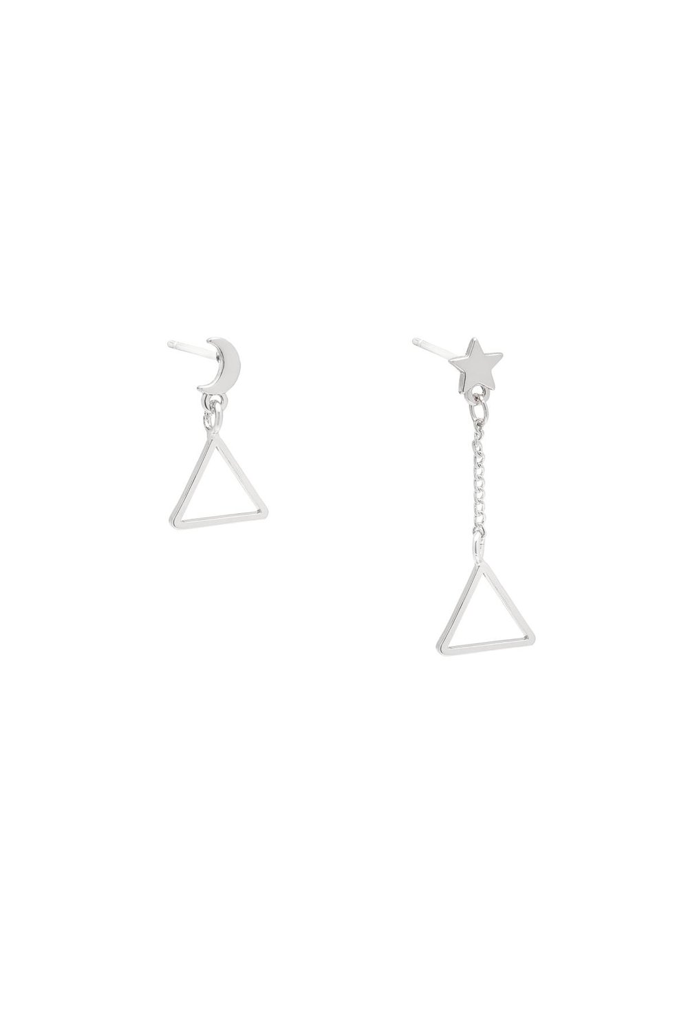 Earrings Triangular Space Silver Color Copper