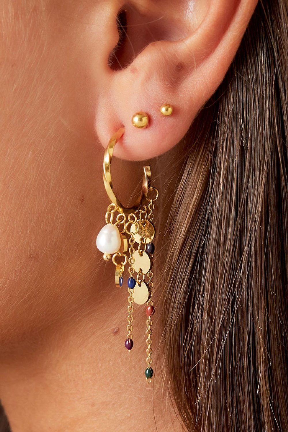 Shooting Circles Multicolered Earrings Gold Color Stainless Steel Picture3