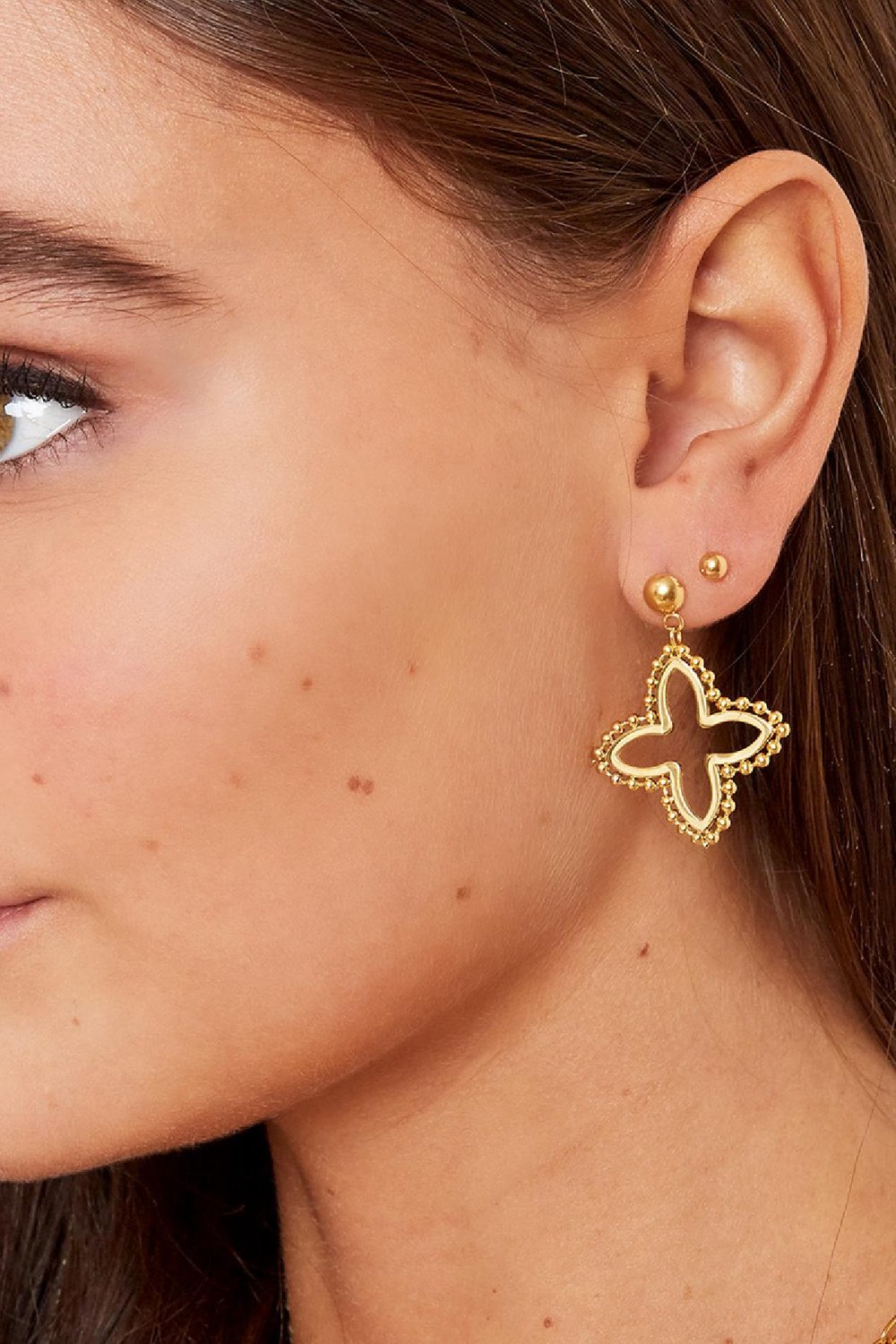 Earrings big clover Silver Color Stainless Steel Picture3