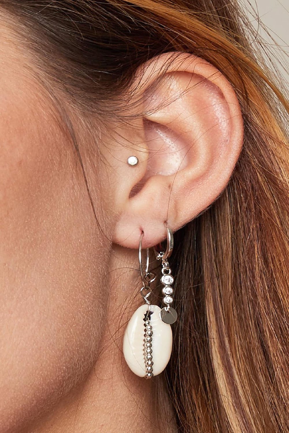 Oorbellen Sparkle and Circle Zilver Koper Afbeelding3