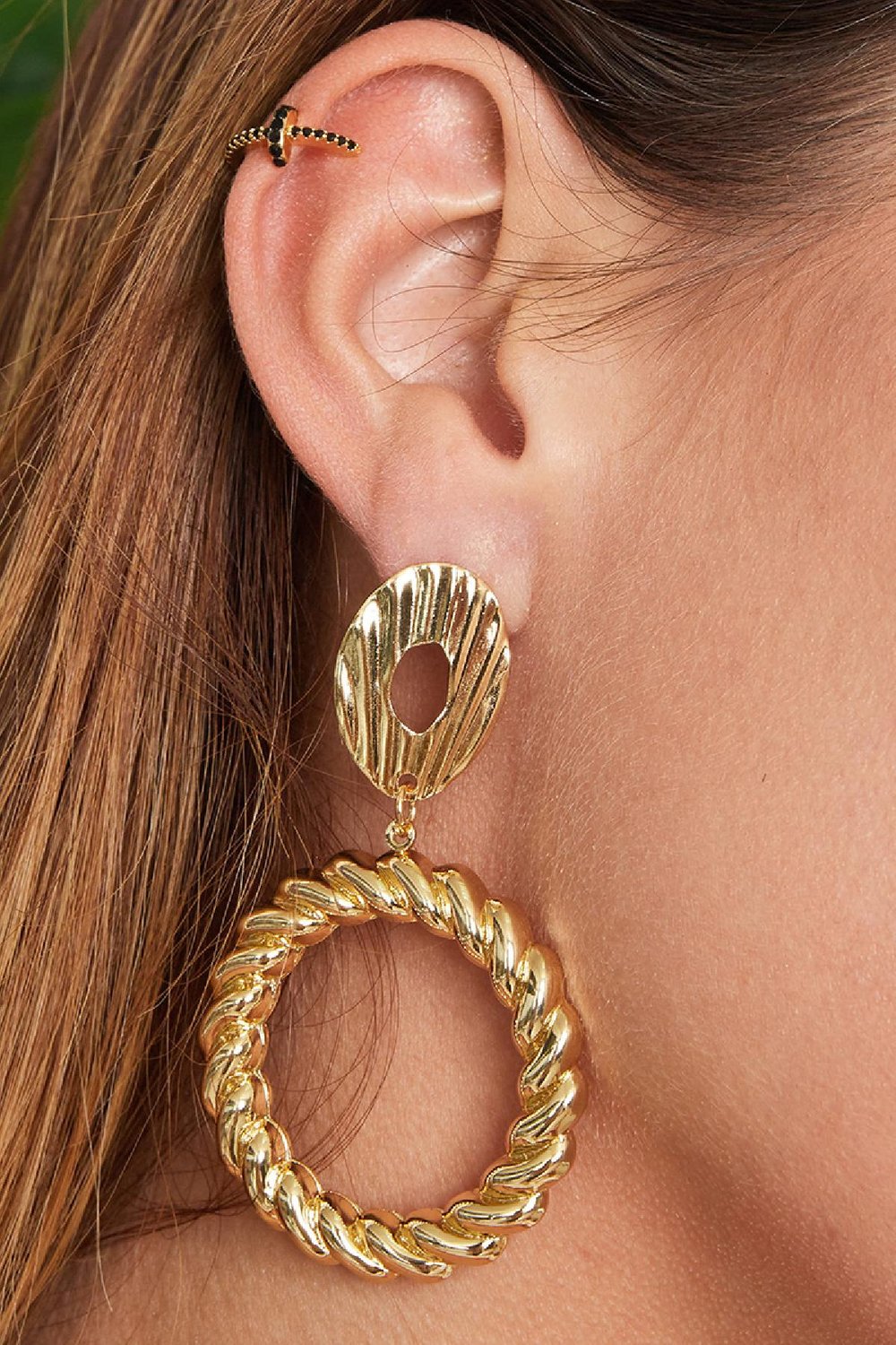 Earrings Twisted Circle Silver Color Copper h5Picture3