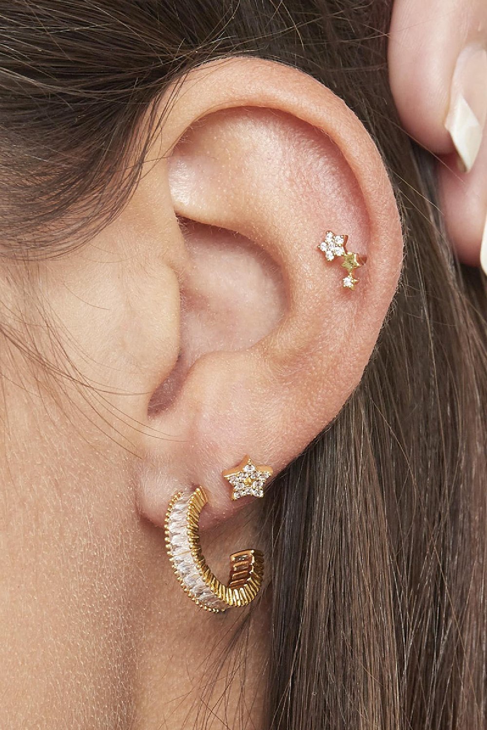 Boucles d'oreilles Shining Star Argenté Cuivré,Acier inoxydable h5Image2