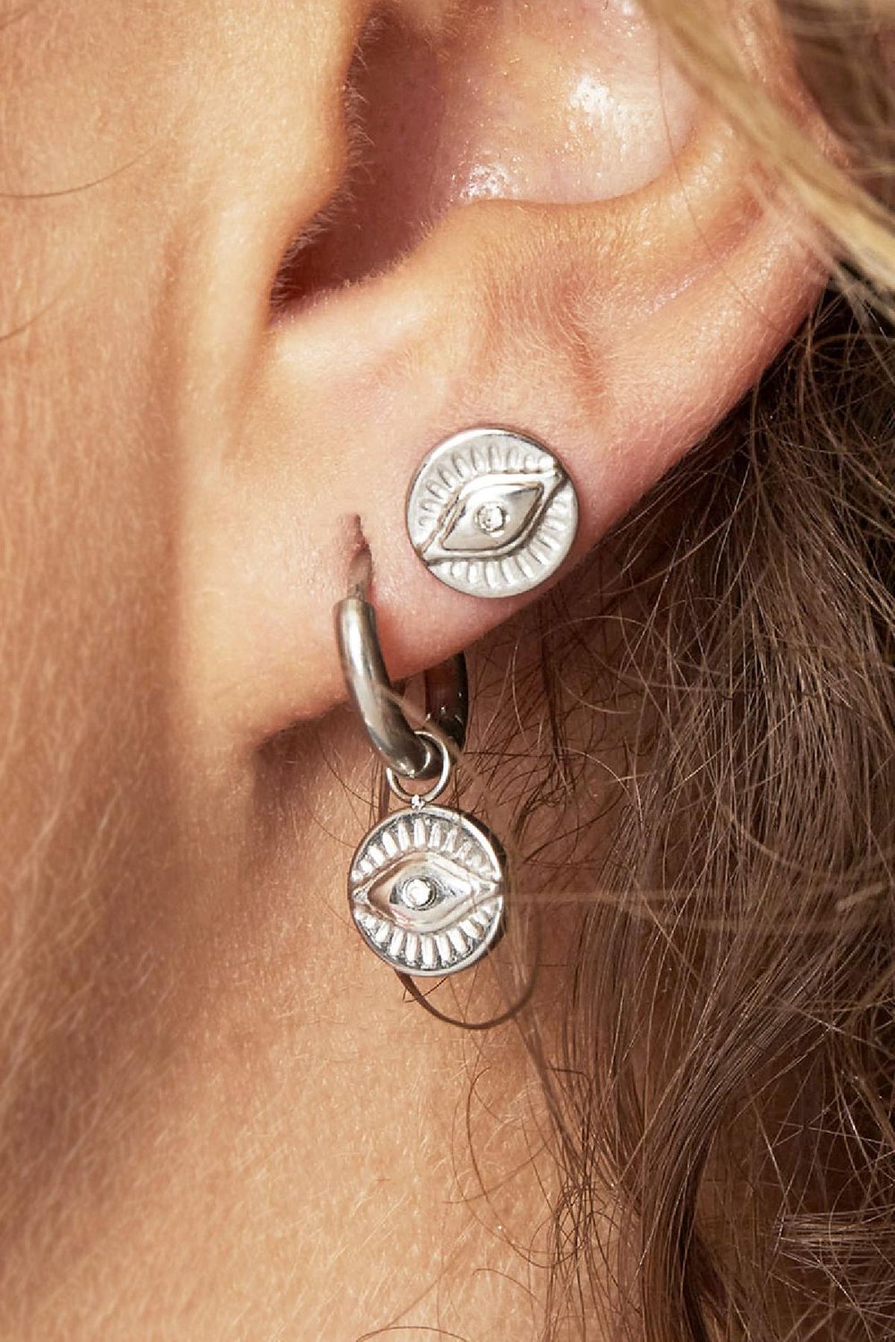 Boucles d'oreilles Magic Eye Stud Argenté Acier inoxydable Image2