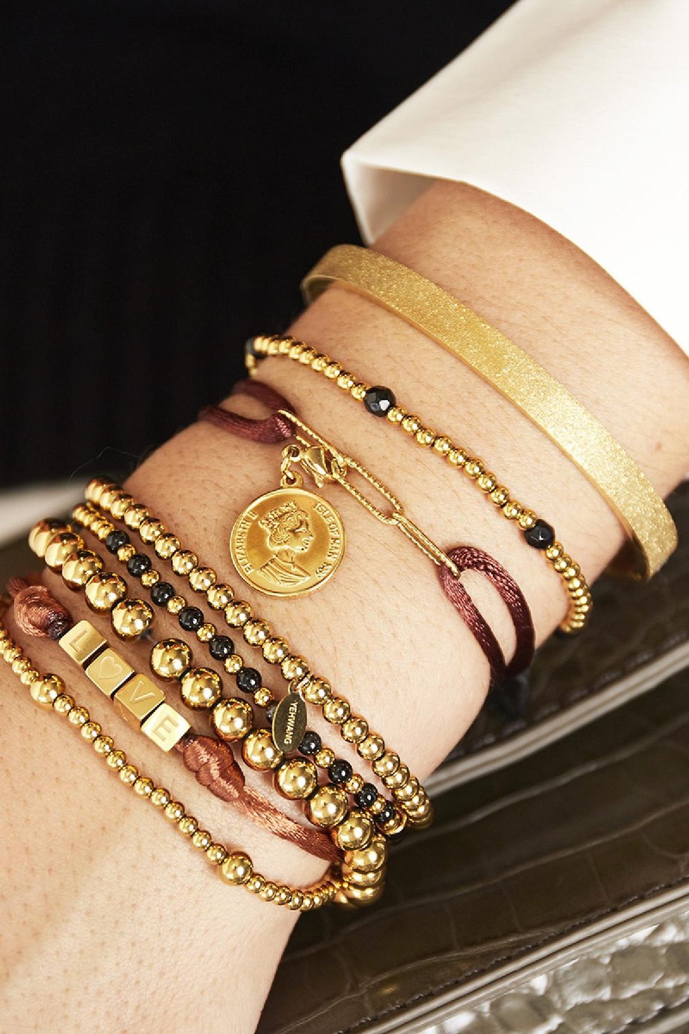 Armband Satin Chains Zwart & Zilver Stainless Steel h5Afbeelding2