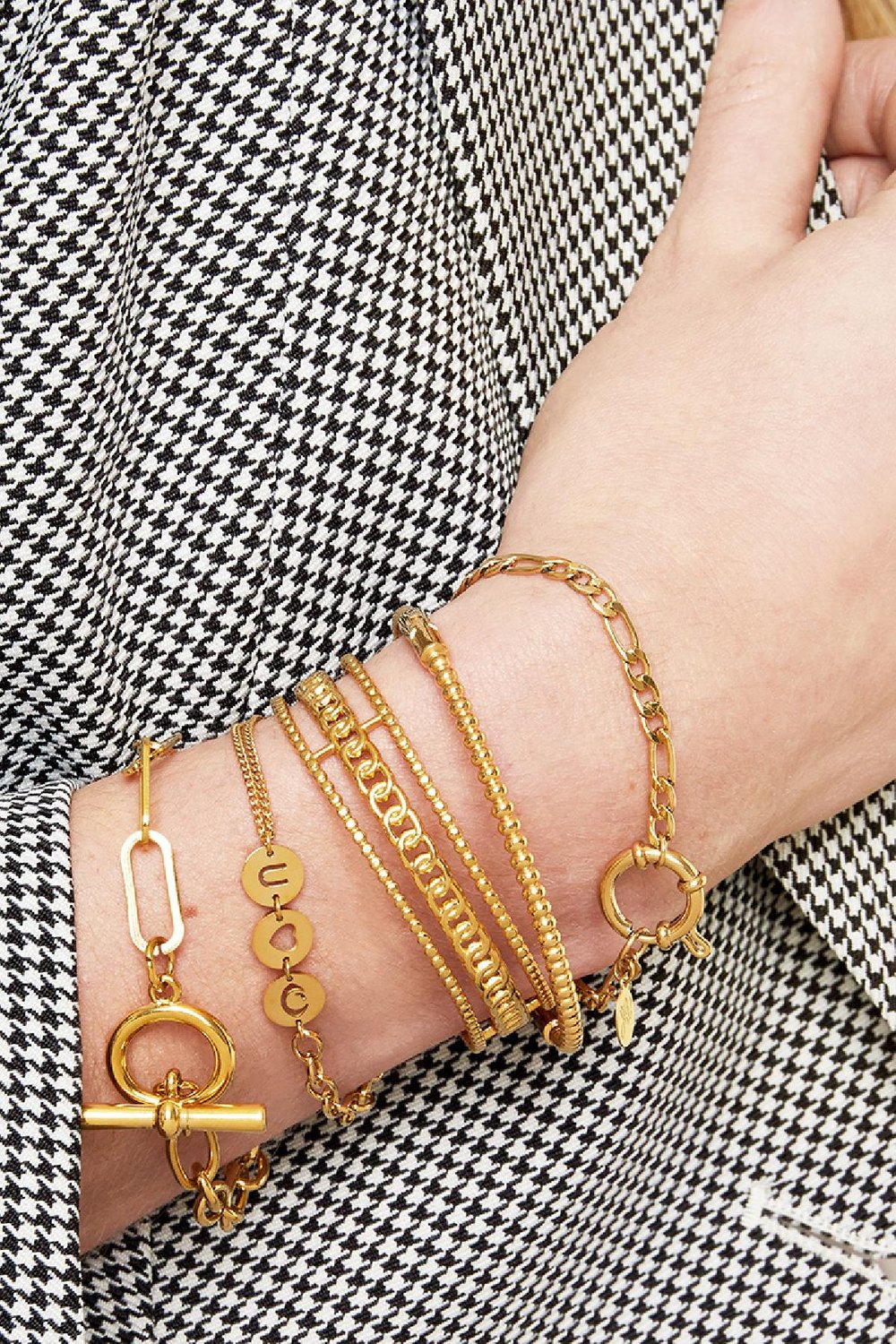 Armband Eye Heart You Goud kleur Stainless Steel h5Afbeelding2