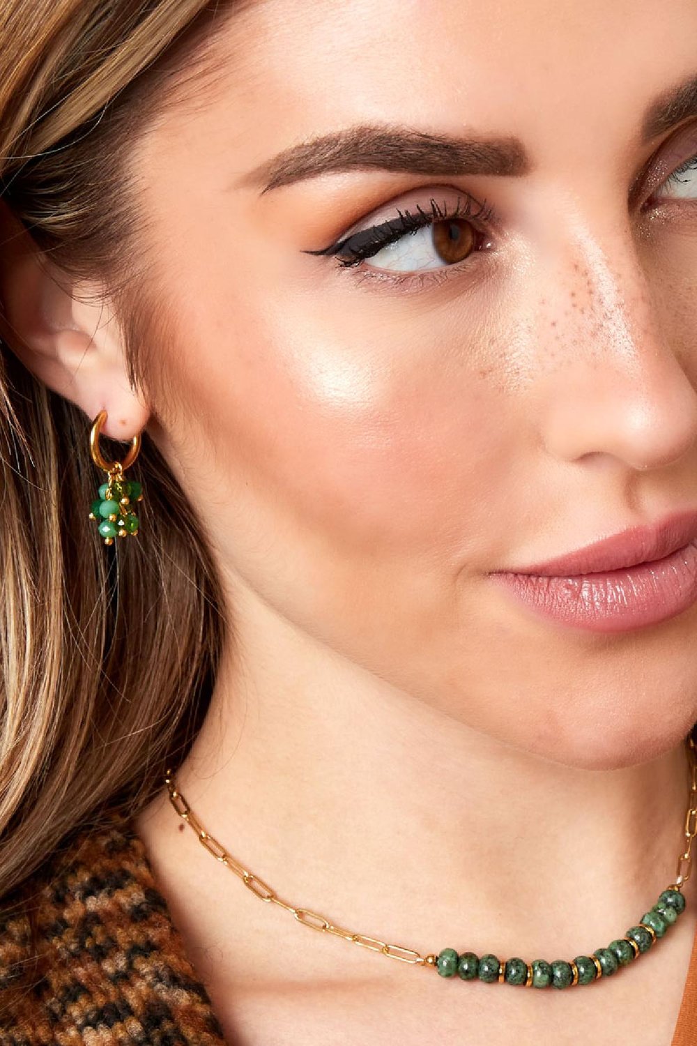 Earrings bunch of crystal beads Fuchsia Stainless Steel h5Picture2