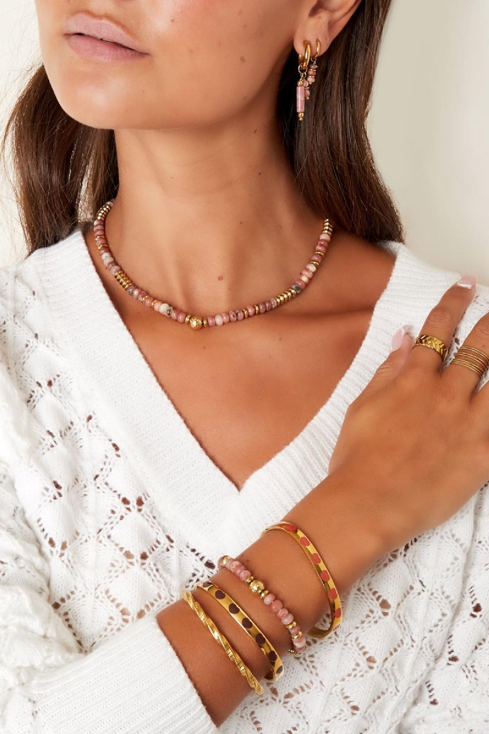 bracelet with multi-coloured stone beads - natural stones collection green &  h5Picture4