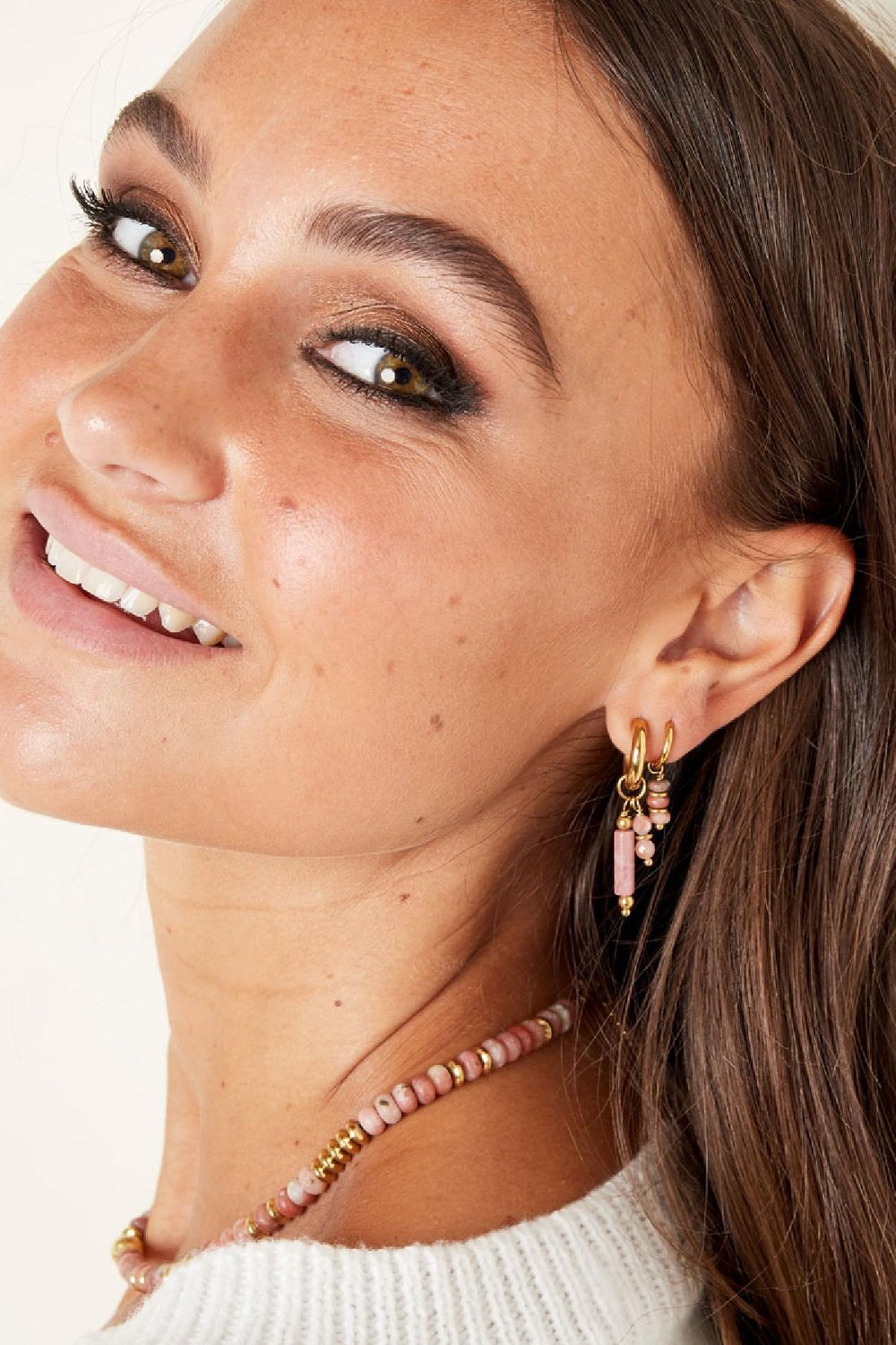 Boucles d'oreilles trois pierres Noir Acier inoxydable h5Image2