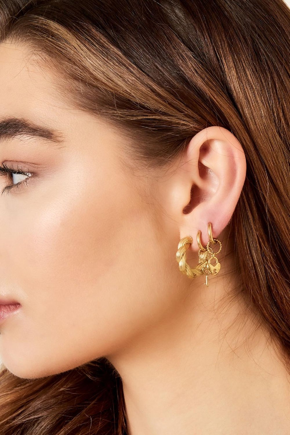 Pendientes torcidos Plata Acero inoxidable h5Imagen4