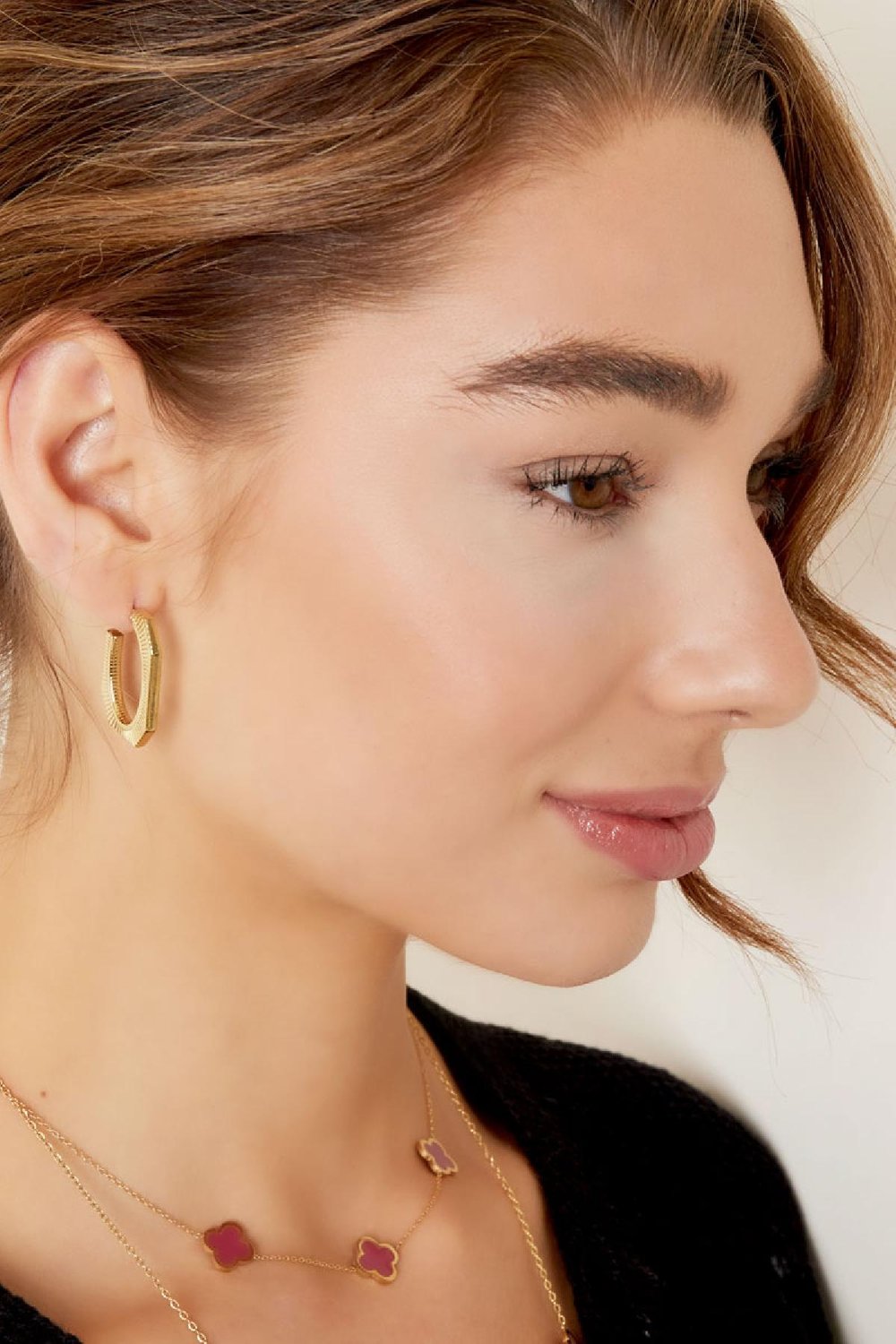 Earrings striped design Silver Color Stainless Steel h5Picture2