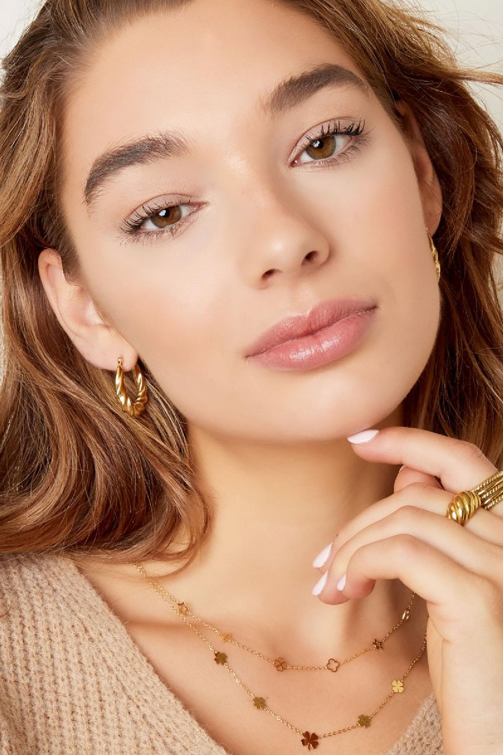 Ohrringe mit Drehung Goldfarbe Edelstahl h5Bild4