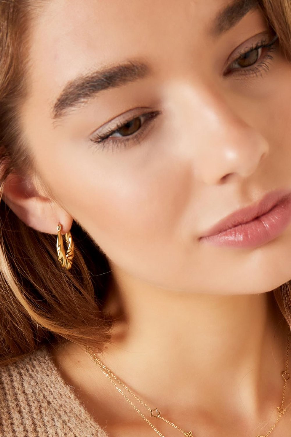 Ohrringe mit Drehung Goldfarbe Edelstahl h5Bild2