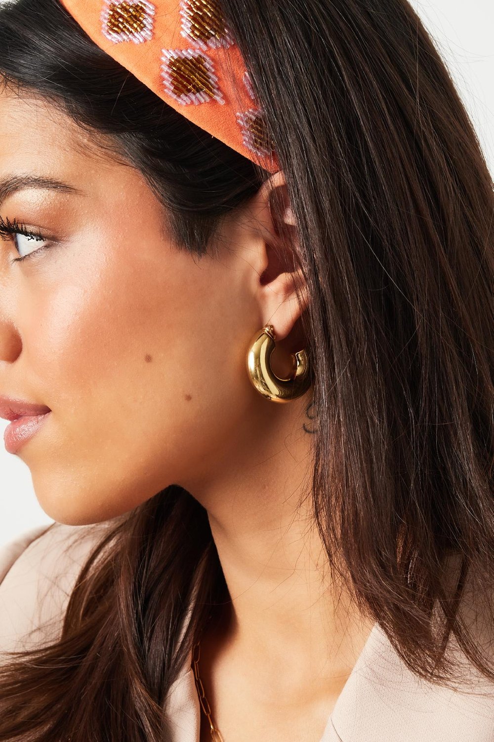 Ear studs half round basic large Gold Color Stainless Steel Picture3