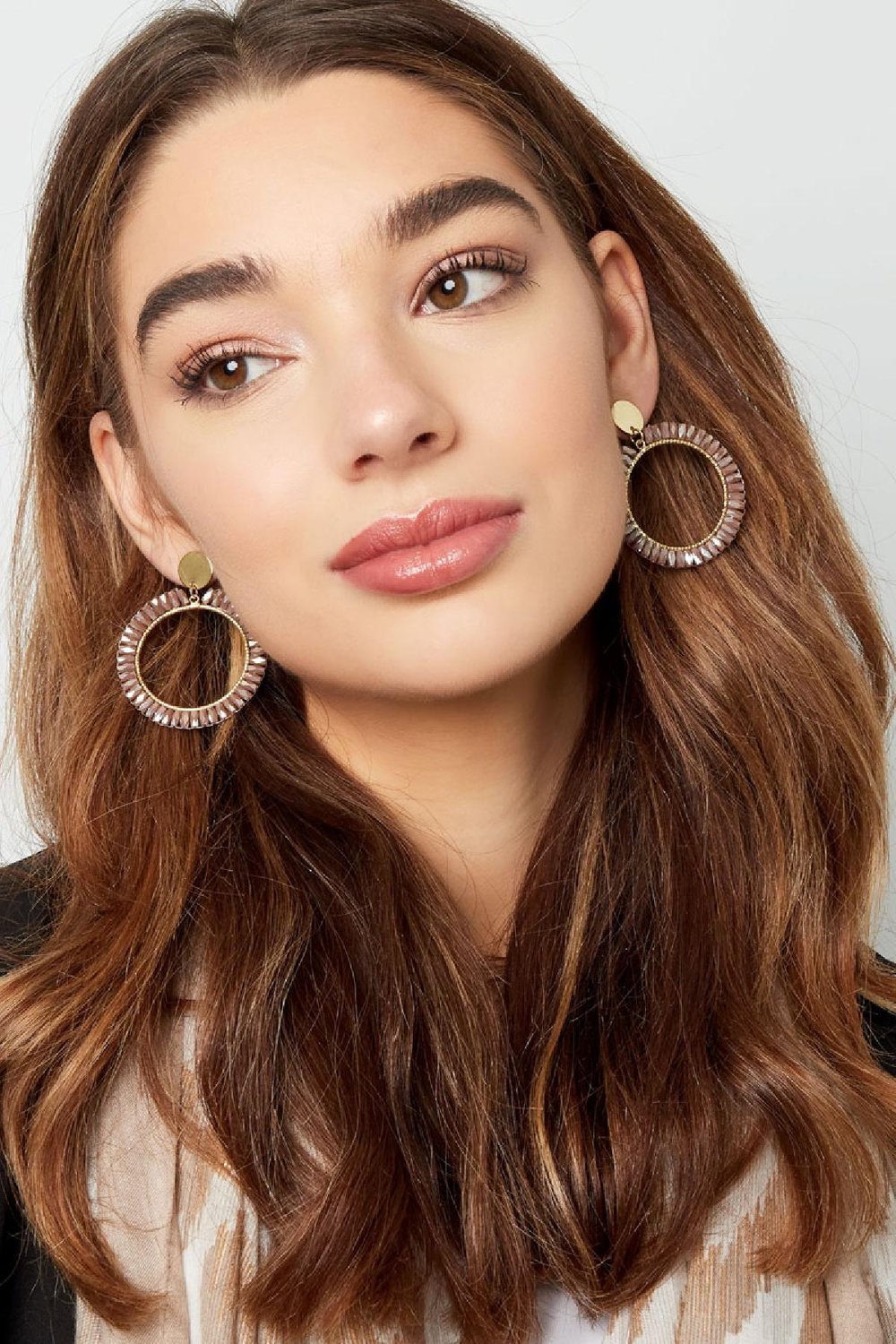 Earrings chic with crystal details Orange & Gold Color Copper h5Picture2